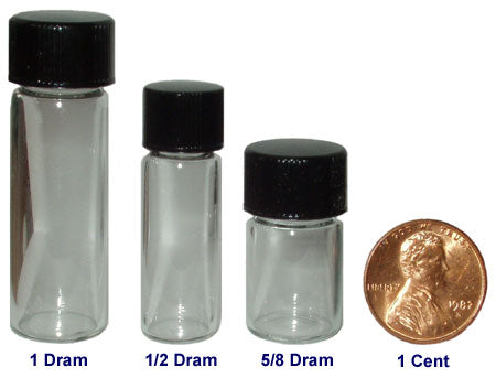 10 Mini Clear Glass Vial Bottles Caps 1 3/4 Tall 1/8 Oz Gold Panning  Prospecting